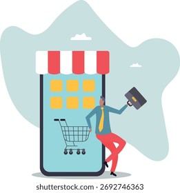Online shop or e-commerce store, small business owner or entrepreneur shopkeeper, mobile website or app to purchasing product,about a man and his life.