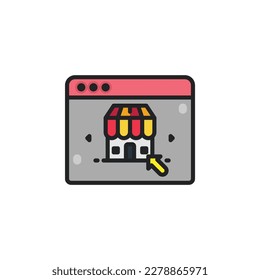 Online shop filled outline icons. Vector illustration. Isolated icon suitable for web, infographics, interface and apps.
