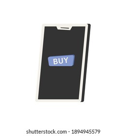 Online shop flat concept with word buy on smartphone screen vector illustration