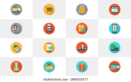 Online shop flat icon logo concepts vector, Creative design template, Illustration
