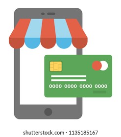 
Online shop flat icon, M-commerce shopping concept 
