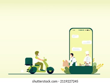 Online shop.  Food delivery concept.  Online shop in your smartphone