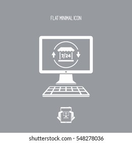 Online shop full time 7/24 - Vector flat icon