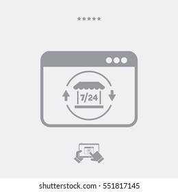 Online shop full time 7/24 - Vector flat icon
