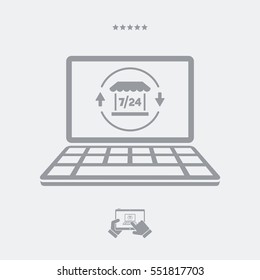 Online shop full time 7/24 - Vector flat icon