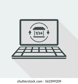 Online shop full time 7/24 - Vector flat icon