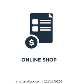 Online shop icon. Black filled vector illustration. Online shop symbol on white background. Can be used in web and mobile.