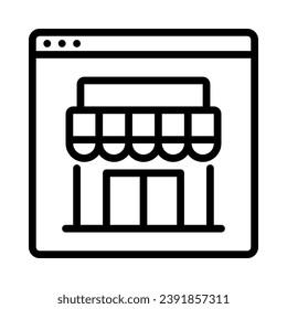 Online shop icon. Concept of e-Commerce. Outline style. Vector. Isolate on white background.