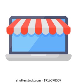 
Online shop icon, flat vector 