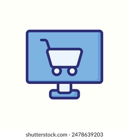 online shop icon, isolated blue icon