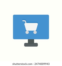 online shop icon, isolated flat color style icon