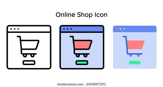 Online Shop Icon. Line, Line Color, Flat Style.