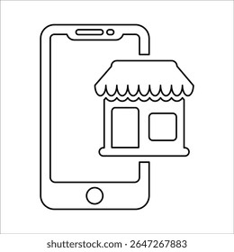 Online Shop Icon, Line Vector graphics