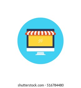 Online shop icon. Modern flat style vector illustration.