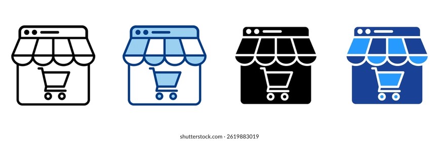 Online Shop Icon Multiple Style Vector Collection