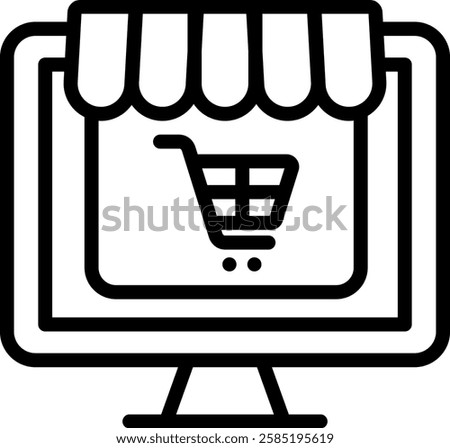 Online Shop Icon Outline Vector Illustration