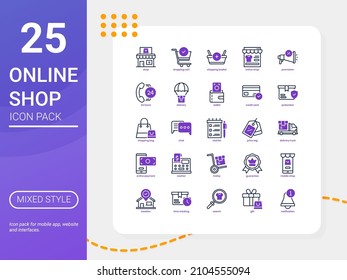 Online Shop icon pack for your website design, logo, app, UI. Online Shop icon mixed line and solid design. Vector graphics illustration and editable stroke.