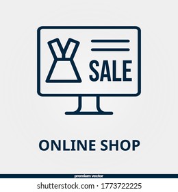 online shop icon, premium linear online shop icon.