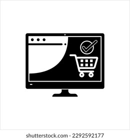 Online Shop Icon, Online Selling Web Vector Art Illustration