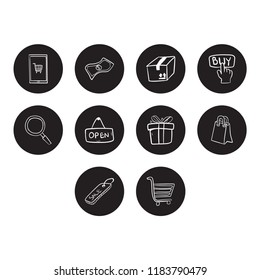 online shop icon set flat black