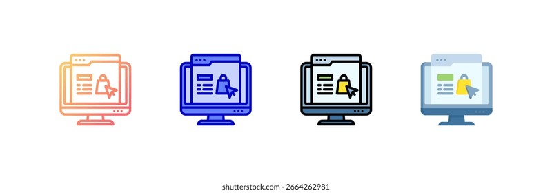 Online Shop icon set multiple style collection