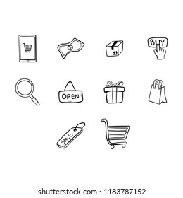 online shop icon set outline