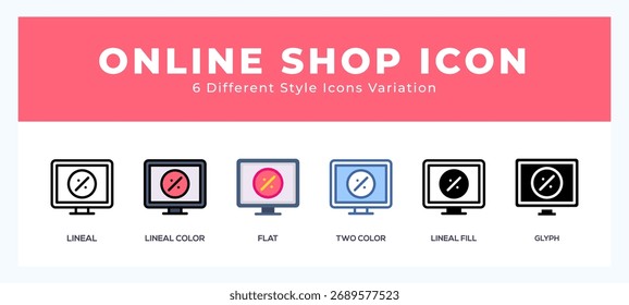 Ícone de loja on-line definir ilustração de vetor de pacote.