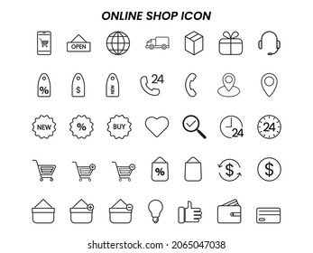 Online Shop Icon set Vector For Web, Presentation, Logo, Icon, Etc