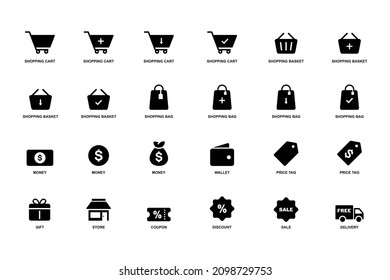 Online shop icon set vector illustration