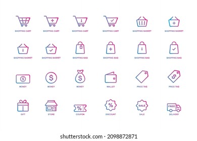 Online shop icon set vector illustration