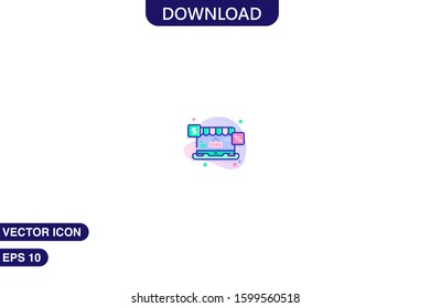  Online shop icon in trendy flat style isolated on white background vector illustration