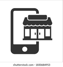Icono de tienda en línea, gráficos vectoriales