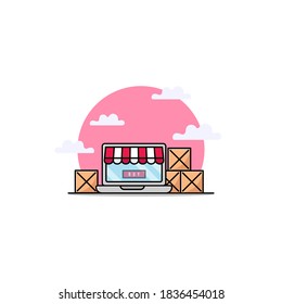 online shop icon vector illustration. good for icon. landing page, banner etc.