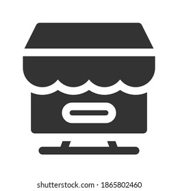 ilustración vectorial de icono de tienda en línea. diseño de glifo icono de tienda en línea.