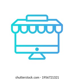 Online shop icon vector illustration in gradient style about marketing and growth for any projects, use for website mobile app presentation