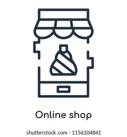 Online shop icon vector isolated on white background, Online shop transparent sign , thin symbols or lined elements in outline style
