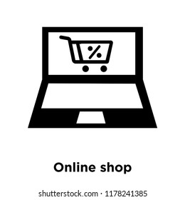 Online shop icon vector isolated on white background, logo concept of Online shop sign on transparent background, filled black symbol