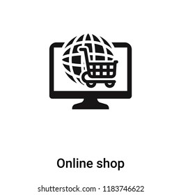 Online shop icon vector isolated on white background, logo concept of Online shop sign on transparent background, filled black symbol