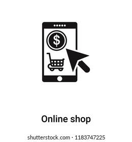 Online shop icon vector isolated on white background, logo concept of Online shop sign on transparent background, filled black symbol