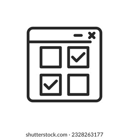 Icono de tienda en línea. Signo modificable vectorial de una ventana web con bienes virtuales, que simboliza el comercio digital, las compras en línea y la venta por Internet.
