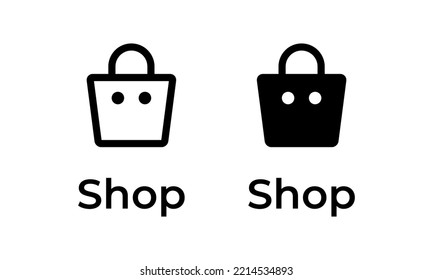 Online shop icon vector. Shopping bag sign symbol in clipart concept