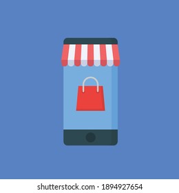Online shop icon.Colored flat vector icon.design for web UI, mobile upp, banner, poster.Vector illustration.