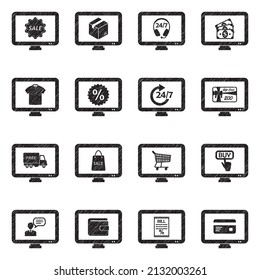 Icons im Online Shop. Black Scribble Design. Vektorgrafik.