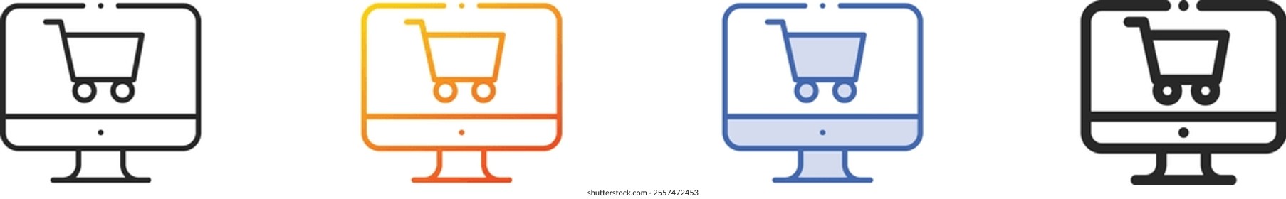online shop icon.Thin Linear, Gradient, Blue Stroke and bold Style Design Isolated On White Background