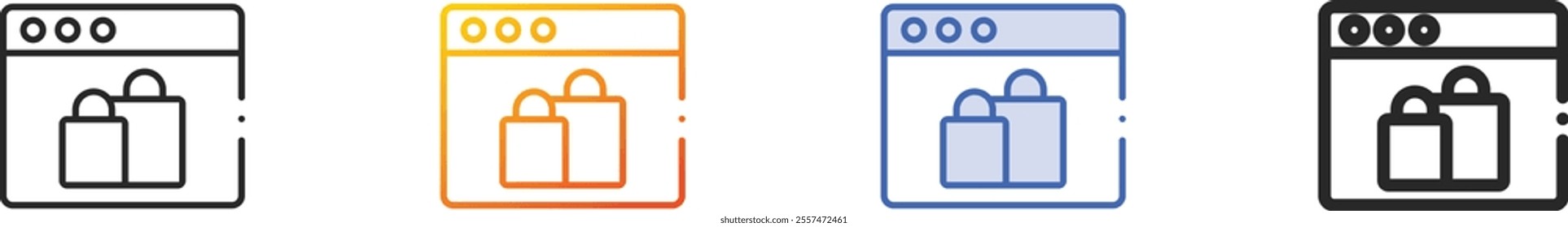 online shop icon.Thin Linear, Gradient, Blue Stroke and bold Style Design Isolated On White Background