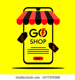 Online shop illustration of the smartphone. User Interface design.