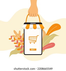 online shop illustration vector. online shop concept illustration