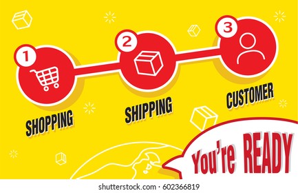 online shop with infographics step-by-step guide