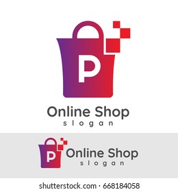 online shop initial Letter P Logo design