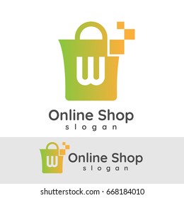 online shop initial Letter W Logo design